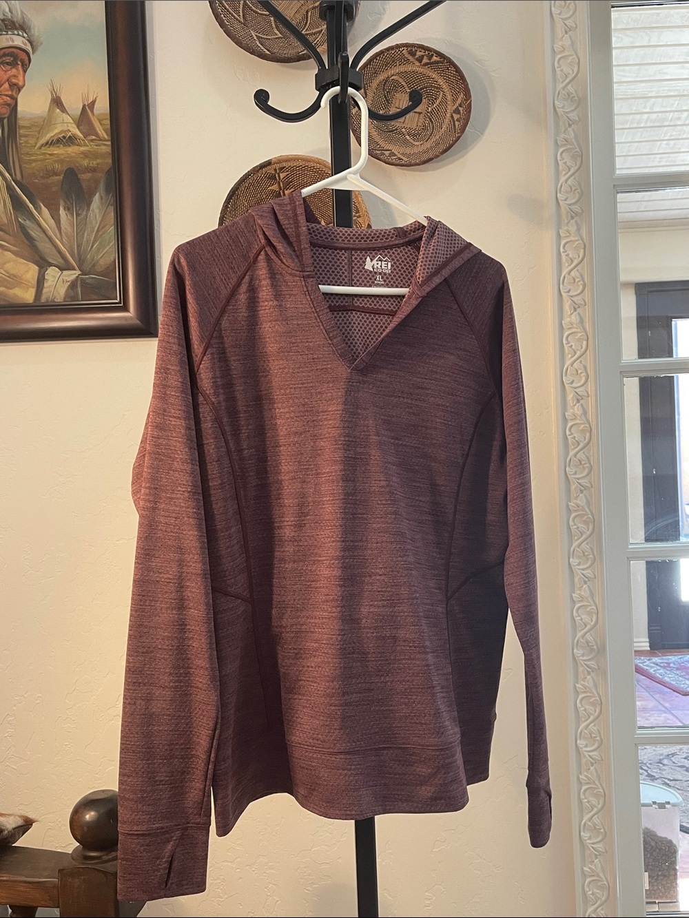 REI Plum Heather Hooded Long-Sleeve Pullover